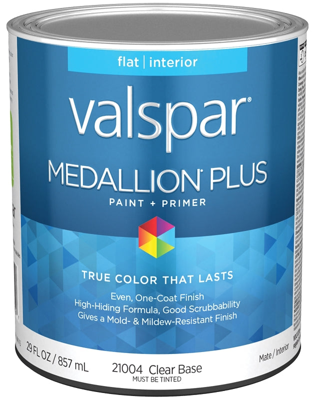 Medallion Plus 2100 Series 028.0021004.005 Interior Paint and Primer, Water, Flat, Clear, 1 qt Plastic Can
