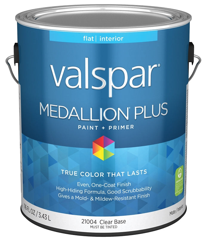 Medallion Plus 2100 Series 028.0021004.007 Interior Paint and Primer, Water, Flat, Clear, 1 gal Plastic Can, Pack of 4