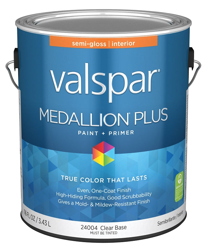Medallion Plus 2700 Series 028.0024004.007 Interior Paint and Primer, Water, Semi-Gloss, Clear, 1 gal Plastic Can, Pack of 4