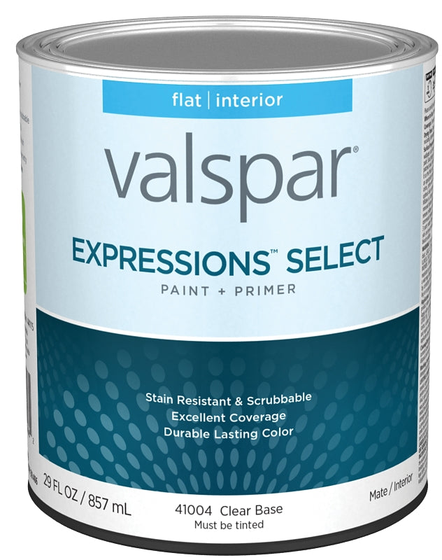 Expressions Select 4100 Series 028.0041004.005 Interior Paint and Primer, Water, Flat, Clear, 1 qt Plastic Can