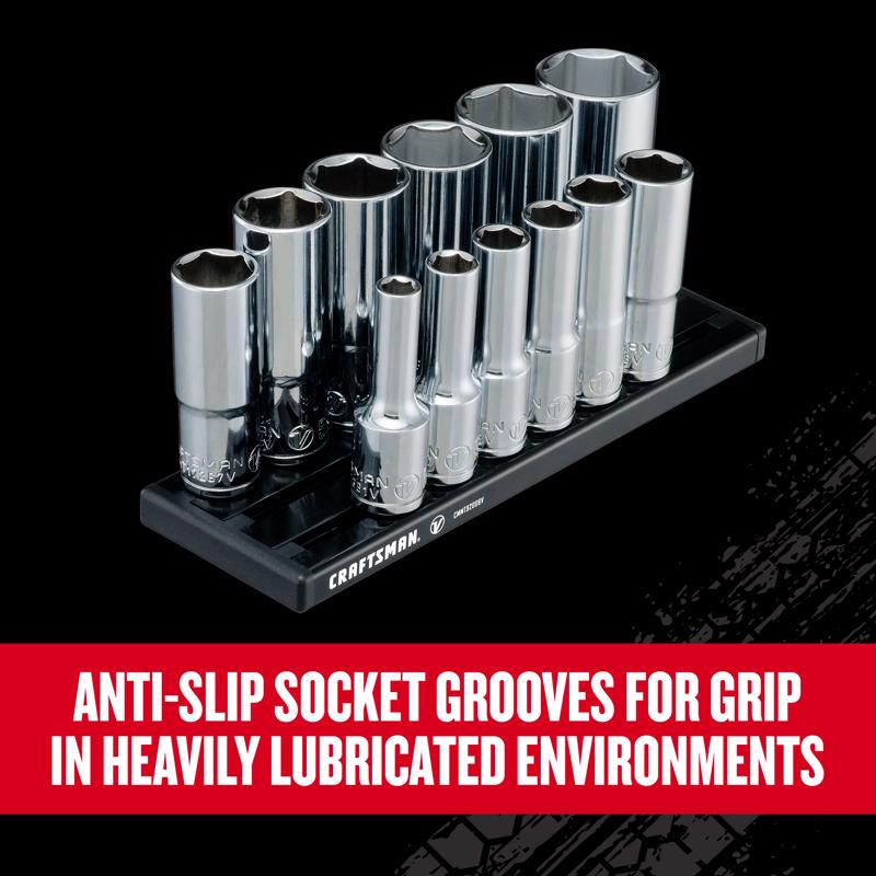 Craftsman V-Series 3/8 in. drive SAE 6 Point Deep Socket Set 12 pc