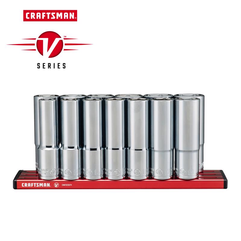 Craftsman V-Series 1/2 in. drive Metric 6 Point Deep Socket Set 13 pc