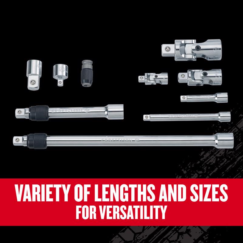 Craftsman V-Series 1/4, 3/8 and 1/2 in. drive Socket Accessory Set 10 pc