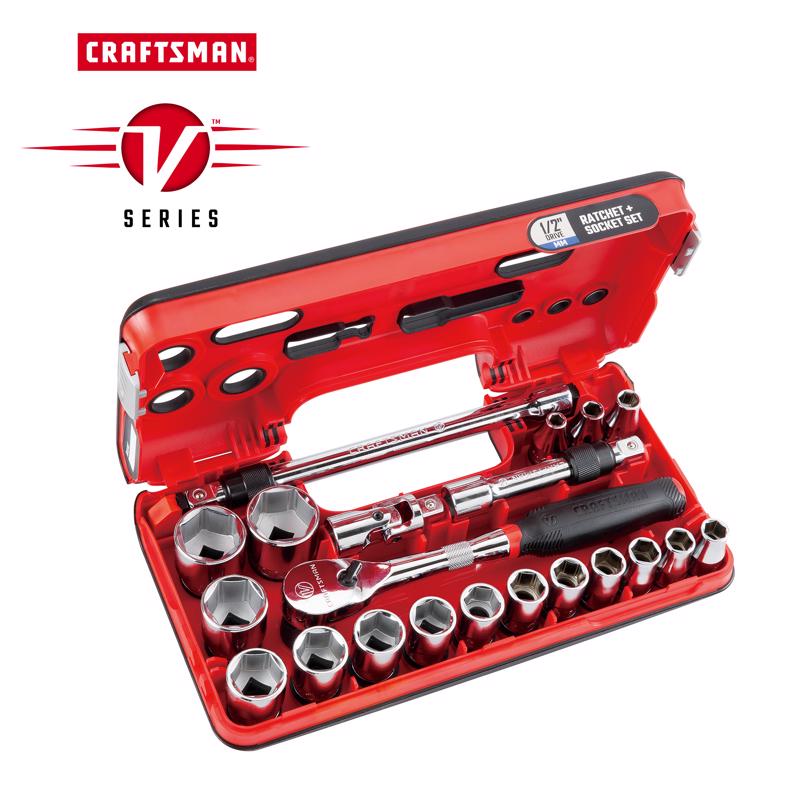Craftsman V-Series 1/2 in. drive Metric 6 Point Socket and Tool Set 21 pc