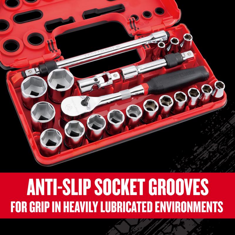 Craftsman V-Series 1/2 in. drive Metric 6 Point Socket and Tool Set 21 pc