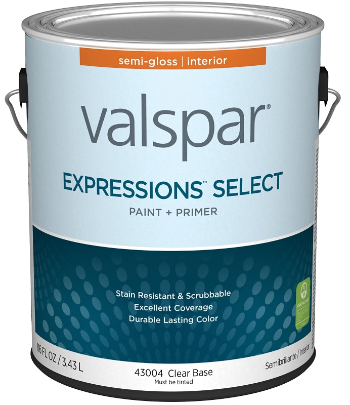 Expressions Select 4300 Series 028.0043004.007 Interior Paint and Primer, Water, Semi-Gloss, Clear, 1 gal Plastic Can, Pack of 4