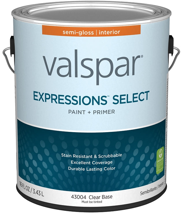Expressions Select 4300 Series 028.0043004.007 Interior Paint and Primer, Water, Semi-Gloss, Clear, 1 gal Plastic Can, Pack of 4