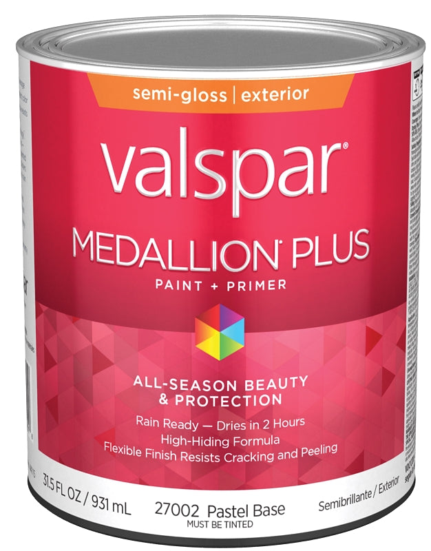 Medallion Plus 2600 Series 028.0027002.005 Exterior Paint and Primer, Pastel, Semi-Gloss, White, 1 qt Metal Can