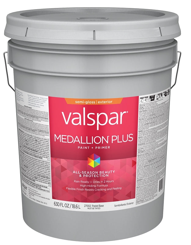Medallion Plus 2600 Series 028.0027002.008 Exterior Paint and Primer, Pastel, Semi-Gloss, White, 5 gal Plastic Pail