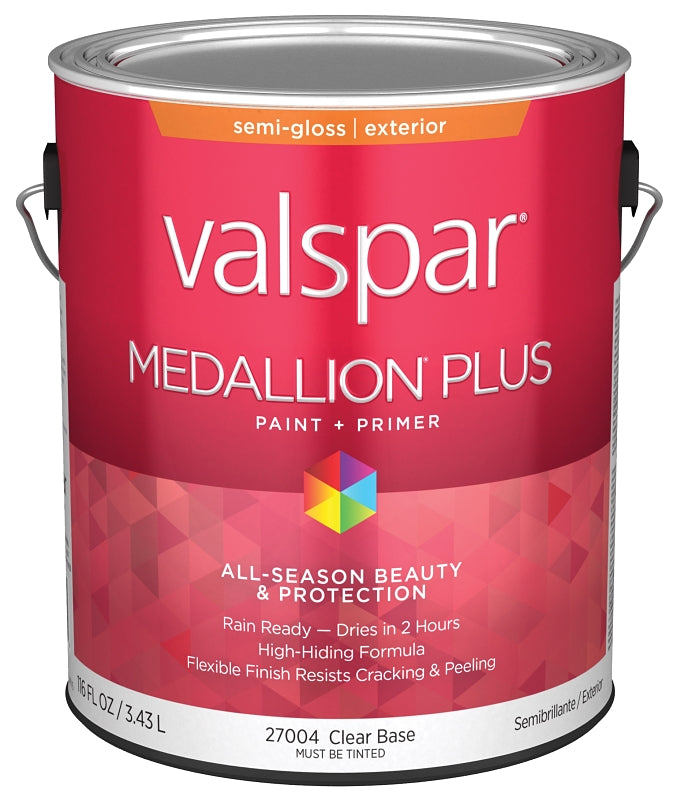 Medallion Plus 2600 Series 028.0027004.007 Exterior Paint and Primer, Water, Semi-Gloss, Clear, 1 gal Plastic Can, Pack of 4