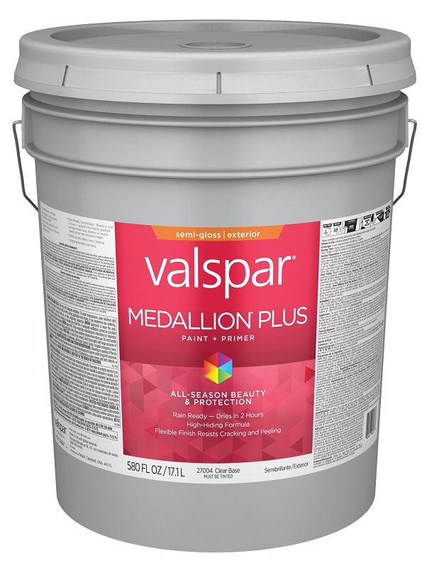 Medallion Plus 2600 Series 028.0027004.008 Exterior Paint and Primer, Water, Semi-Gloss, Clear, 5 gal Plastic Pail