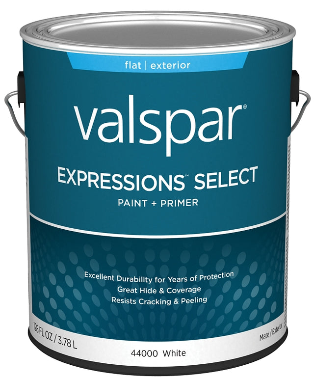 Expressions Select 4400 Series 028.0044000.007 Exterior Paint, Water, Flat, White, 1 gal Plastic Can, Pack of 4