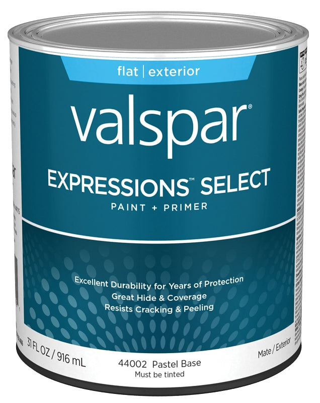Expressions Select 4400 Series 028.0044002.005 Exterior Paint, Pastel, Flat, White, 1 qt Plastic Can