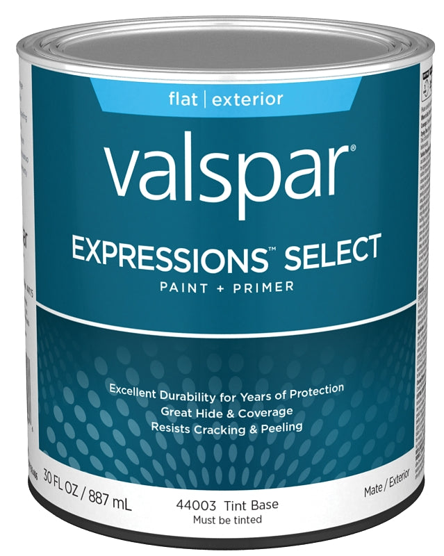 Expressions Select 4400 Series 028.0044003.005 Exterior Paint, Tint, Flat, White, 1 qt Plastic Can