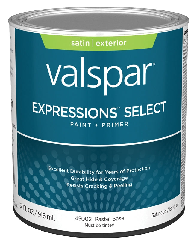 Expressions Select 4500 Series 028.0045002.005 Exterior Paint, Pastel, Satin, White, 1 qt Plastic Can