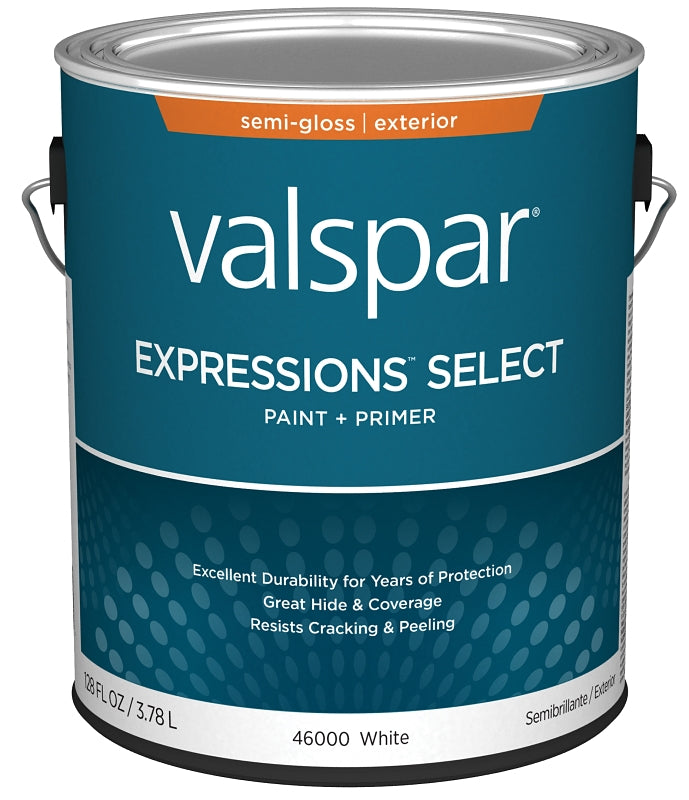 Expressions Select 4600 Series 028.0046000.007 Exterior Paint, Acrylic, Semi-Gloss, White, 1 gal Plastic Can, Pack of 4