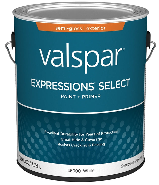 Expressions Select 4600 Series 028.0046000.007 Exterior Paint, Acrylic, Semi-Gloss, White, 1 gal Plastic Can, Pack of 4