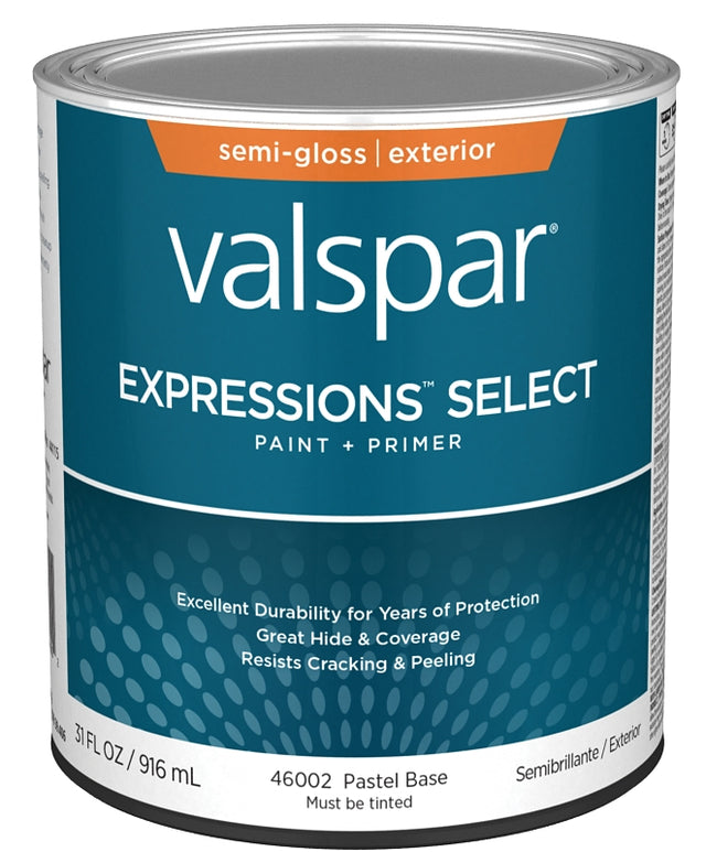 Expressions Select 4600 Series 028.0046002.005 Exterior Paint, Pastel, Semi-Gloss, White, 1 qt Metal Can