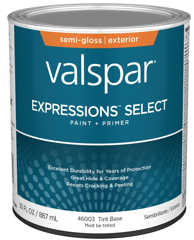 Expressions Select 4600 Series 028.0046003.005 Exterior Paint, Tint, Semi-Gloss, White, 1 qt Plastic Can