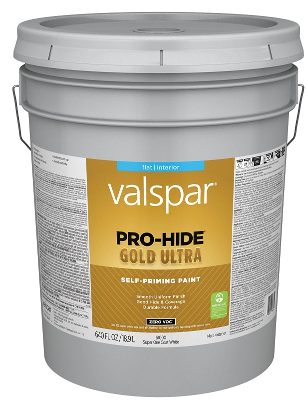 Pro-Hide Gold Ultra 6100 Series 028.0061000.008 Interior Self-Priming Paint, Acrylic, Flat, Super One Coat White, 5 gal