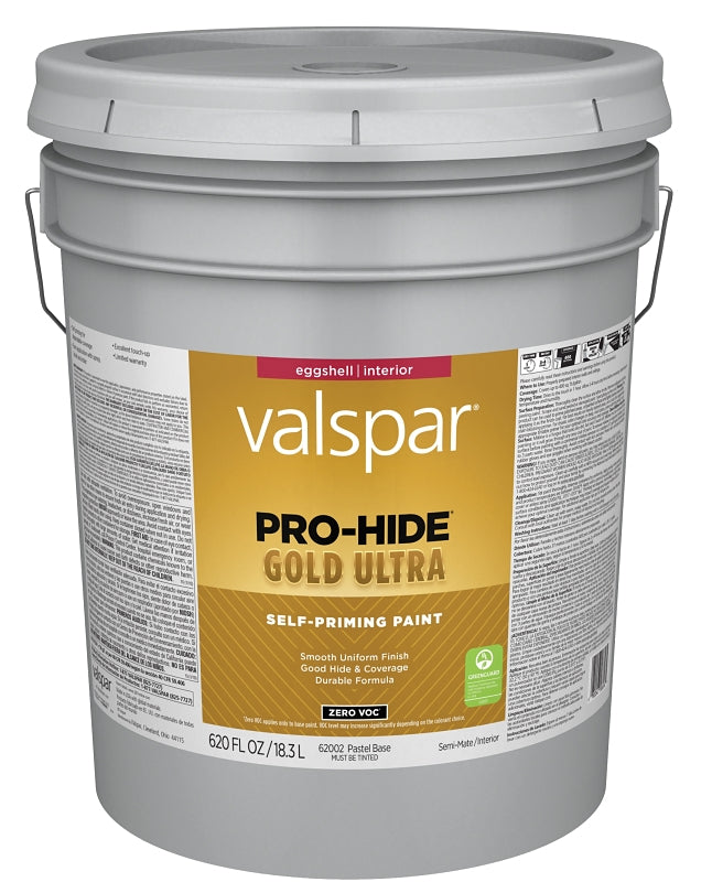 Pro-Hide Gold Ultra 6200 Series 028.0062002.008 Interior Self-Priming Paint, Pastel, Eggshell, White, 5 gal Plastic Pail