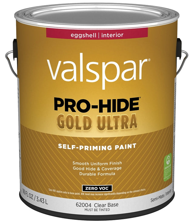 Pro-Hide Gold Ultra 6200 Series 028.0062004.007 Interior Self-Priming Paint, Water, Eggshell, Clear, 1 gal Plastic Can, Pack of 4