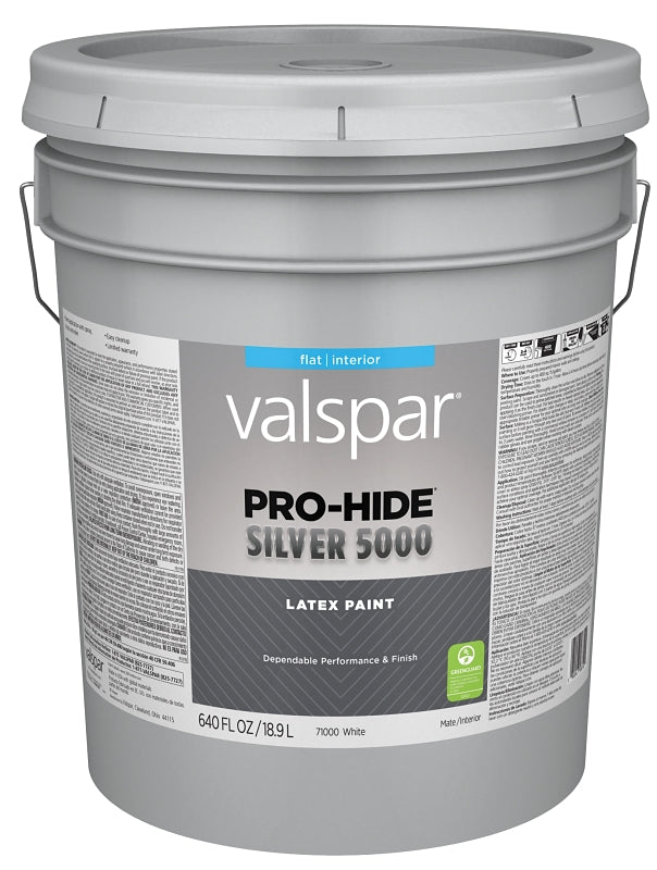 Pro-Hide Silver 5000 7100 Series 028.0071000.008 Interior Paint, Water, Flat, White, 5 gal Plastic Pail