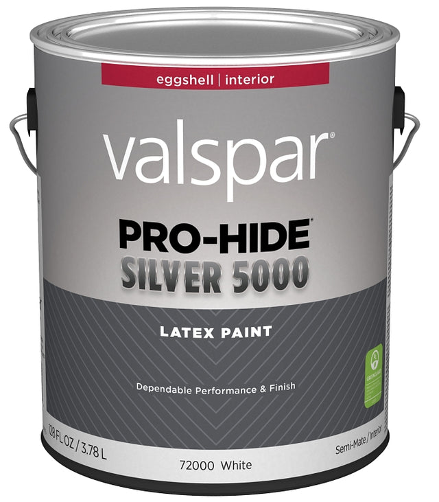 Pro-Hide Silver 5000 7300 Series 028.0072000.007 Interior Paint, Water, Eggshell, White, 1 gal Plastic Can, Pack of 4