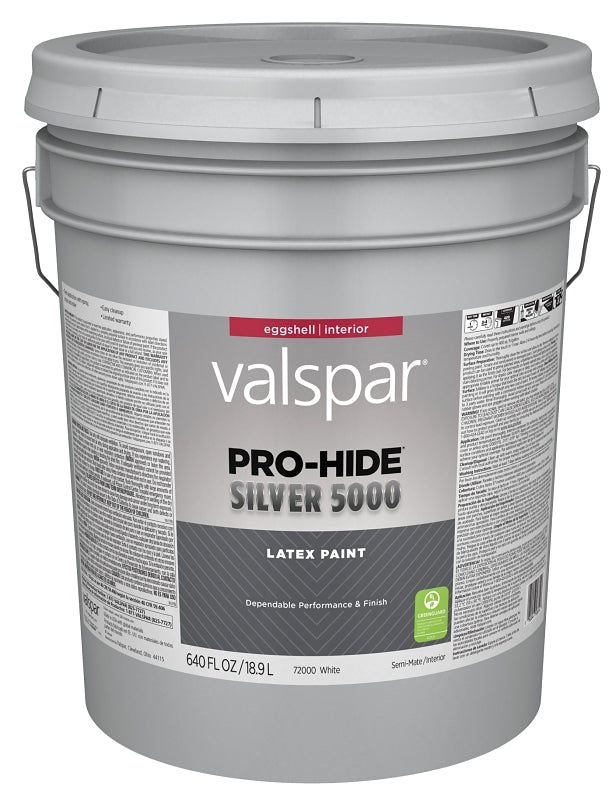 Pro-Hide Silver 5000 7300 Series 028.0072000.008 Interior Paint, Water, Eggshell, White, 5 gal Plastic Pail