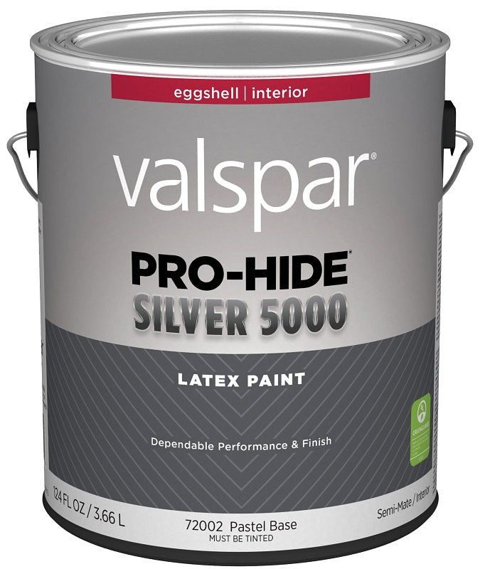 Pro-Hide Silver 5000 7300 Series 028.0072002.007 Interior Paint, Pastel, Eggshell, White, 1 gal Plastic Can, Pack of 4