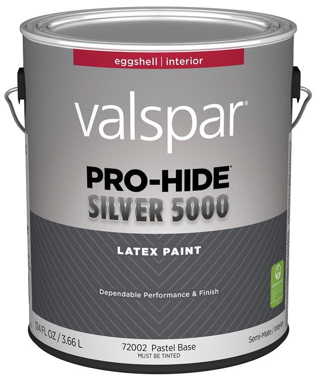 Pro-Hide Silver 5000 7300 Series 028.0072002.007 Interior Paint, Pastel, Eggshell, White, 1 gal Plastic Can, Pack of 4