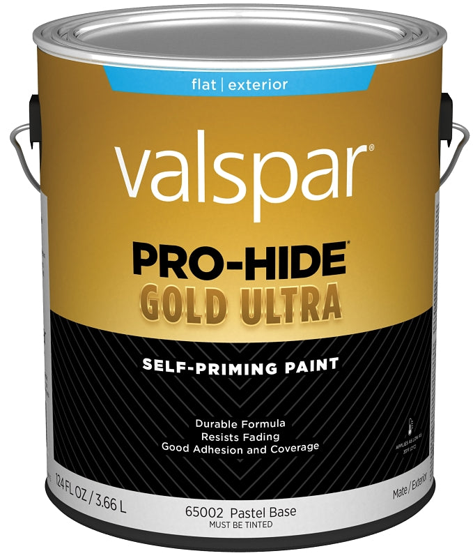 Pro-Hide Gold Ultra 6500 Series 028.0065002.007 Exterior Self-Priming Paint, Pastel, Flat, White, 1 gal Plastic Can, Pack of 4
