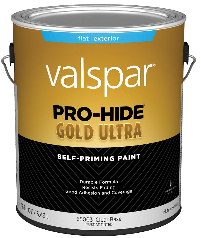 Pro-Hide Gold Ultra 6500 Series 028.0065003.007 Exterior Self-Priming Paint, Water, Flat, Clear, 1 gal Plastic Can, Pack of 4