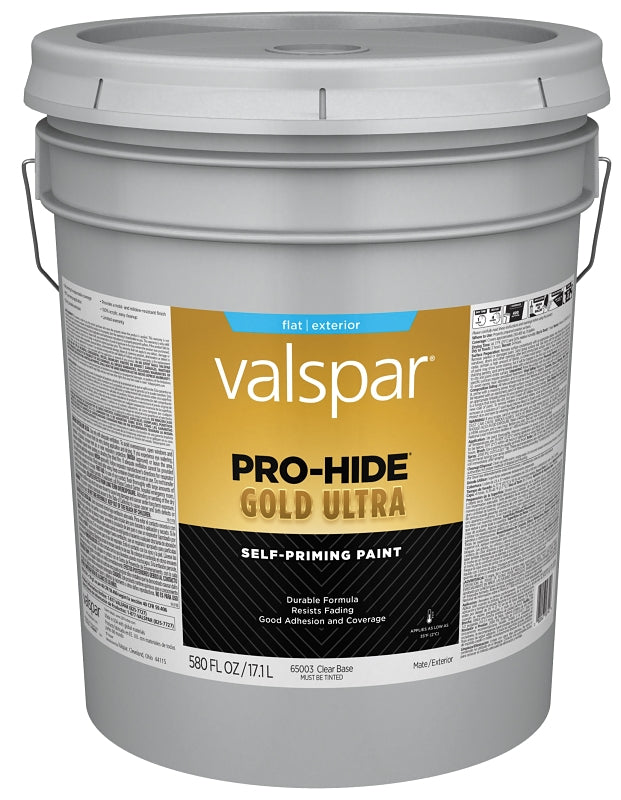 Pro-Hide Gold Ultra 6500 Series 028.0065003.008 Exterior Self-Priming Paint, Water, Flat, Clear, 5 gal Plastic Pail