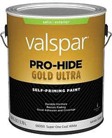 Valspar Pro-Hide Gold Ultra 6600 028.0066000.007 Latex Paint, Acrylic Base, Satin Sheen, Super One Coat White, 1 gal, Pack of 4