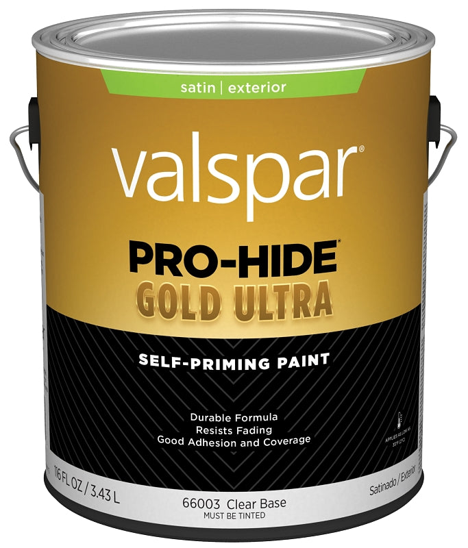 Pro-Hide Gold Ultra 6600 Series 028.0066003.007 Exterior Self-Priming Paint, Water, Satin, Clear, 1 gal Plastic Can, Pack of 4