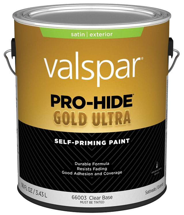 Pro-Hide Gold Ultra 6600 Series 028.0066003.007 Exterior Self-Priming Paint, Water, Satin, Clear, 1 gal Plastic Can, Pack of 4