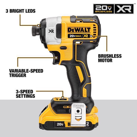 DeWalt 20V MAX Cordless Brushless 2 Tool Hammer Drill and Impact Driver Kit