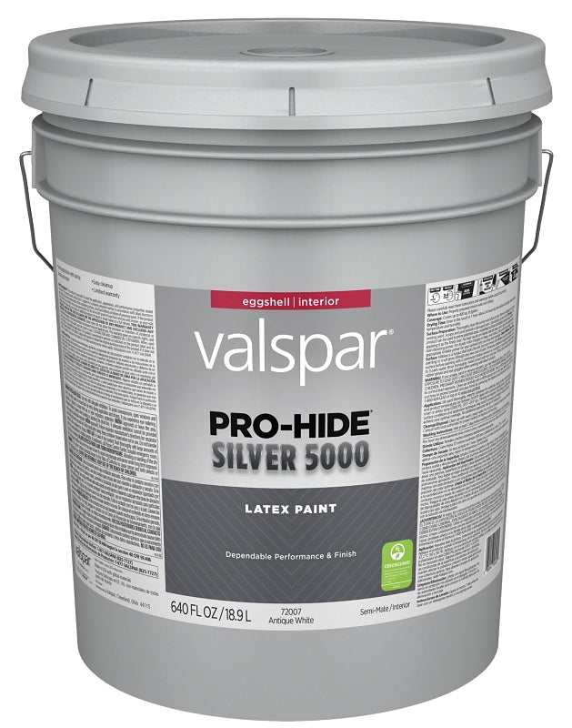Pro-Hide Silver 5000 7200 Series 028.0072007.008 Interior Paint, Water, Eggshell, Antique White, 5 gal Plastic Pail