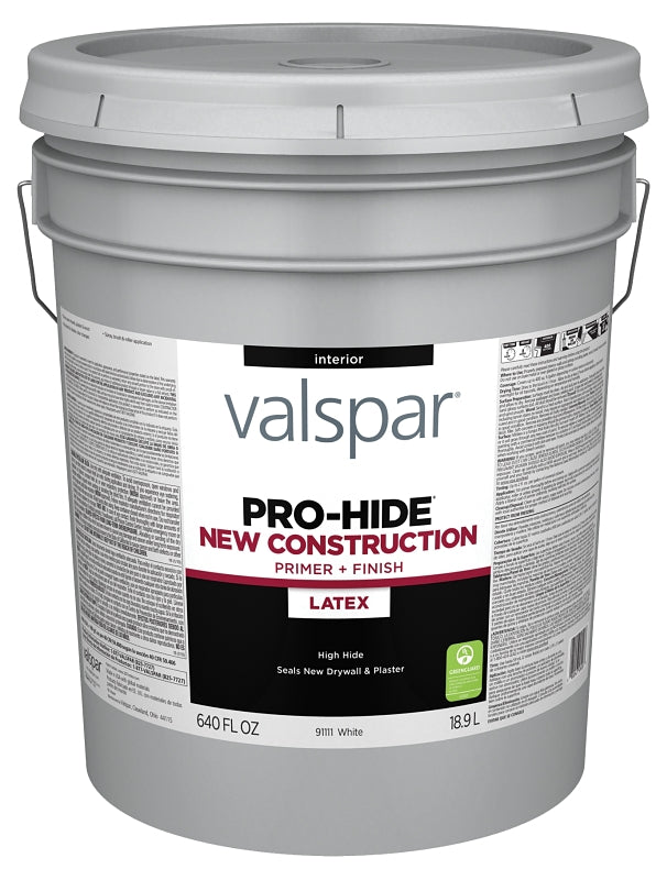 Valspar PRO-HIDE 91111 Series 028.0091111.008 Interior New Construction Primer, White, 5 gal Pail