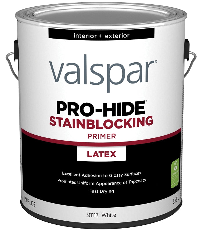 Valspar Pro-Hide 91113 Series 028.0091113.007 Stain Blocking Primer, White, 1 gal Metal Pail, Pack of 4