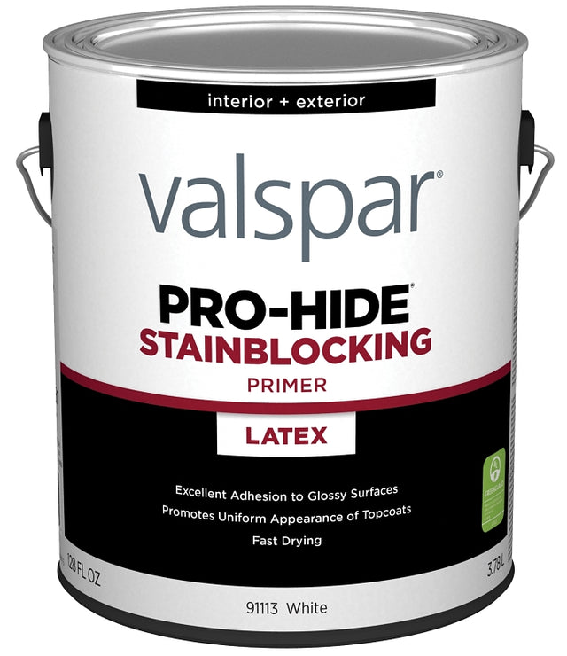 Valspar Pro-Hide 91113 Series 028.0091113.007 Stain Blocking Primer, White, 1 gal Metal Pail, Pack of 4