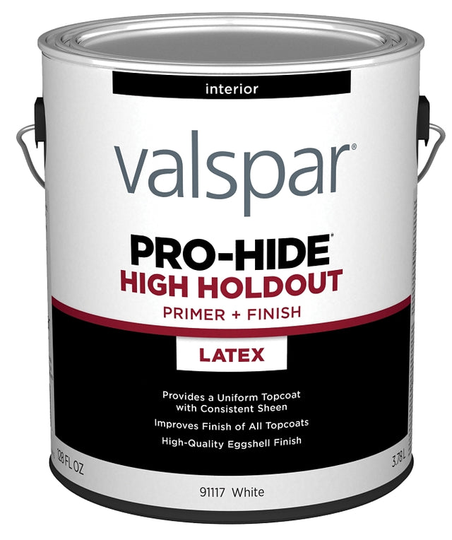 Valspar PRO-HIDE 91117 Series 028.0091117.007 Interior High-Holdout Primer, Eggshell, White, 1 gal Pail, Pack of 4