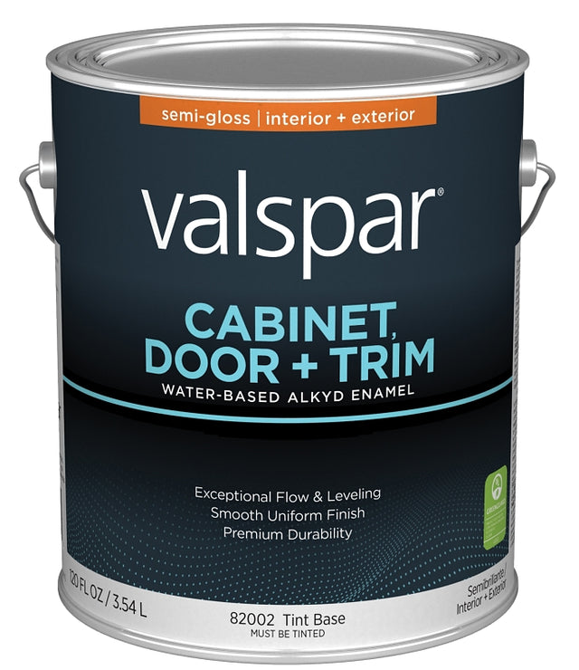 Valspar 8200 Series 028.0082002.007 Cabinet, Door and Trim Enamel Paint, Water Base, Semi-Gloss Sheen, Tint Base, 1 gal, Pack of 4