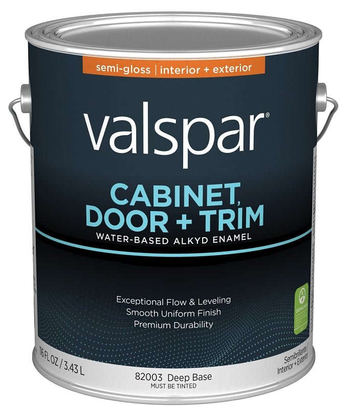 Valspar 8200 Series 028.0082003.007 Cabinet, Door and Trim Enamel Paint, Water Base, Semi-Gloss Sheen, Deep Base, 1 gal, Pack of 4