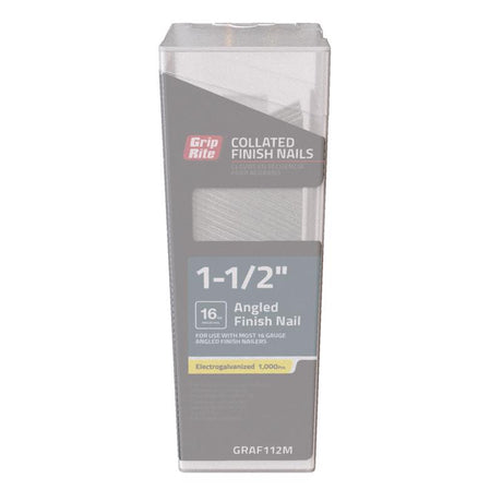 Grip-Rite 1-1/2 in. L X 16 Ga. Angled Strip Electro Galvanized Finish Nails 20 deg 1000 pk, Pack of 5
