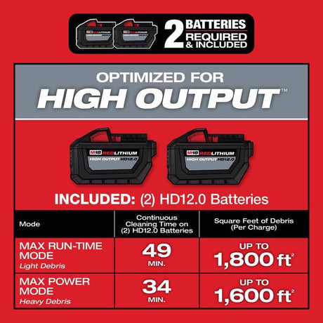 Milwaukee M18 FUEL 0930-22HD 12 gal Cordless Wet/Dry Vacuum Kit (Battery & Charger) 36 V 4.25 HP