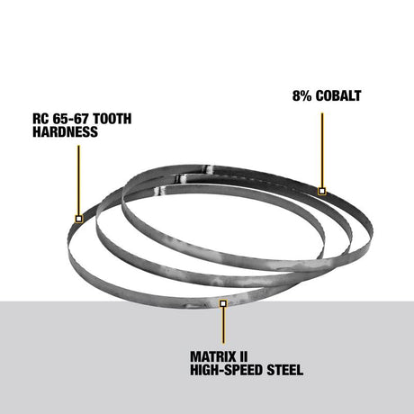 DeWalt 44.88 in. L X 0.5 in. W High Speed Steel Portable Band Saw Blade 18 TPI 3 pk