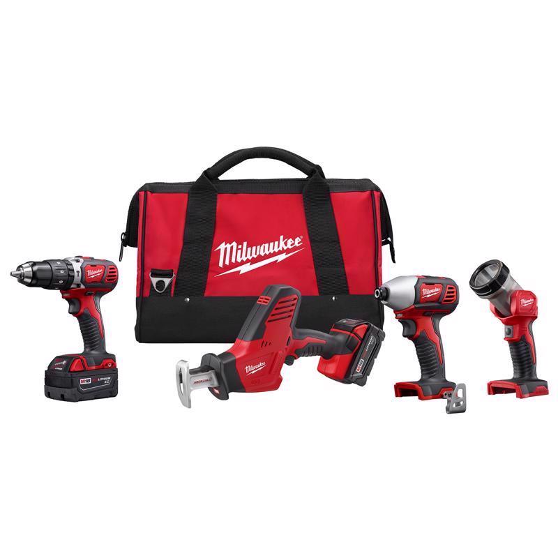 Milwaukee M18 Cordless Brushed 4 Tool Combo Kit