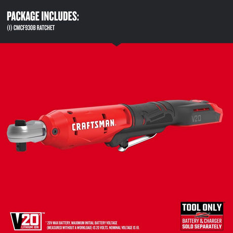 Craftsman V20 3/8 in. Brushed Cordless Ratchet Tool Only